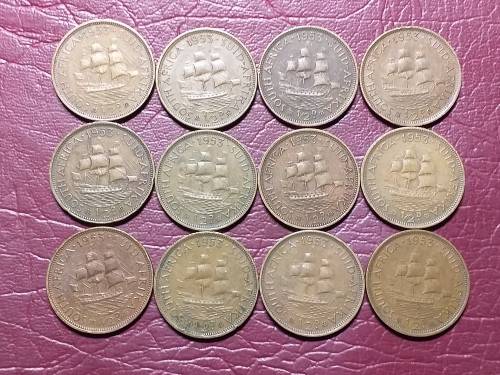 A LOT OF 12 x 1953. SA UNION HALF PENNIES - [Bid per coin to take all.]