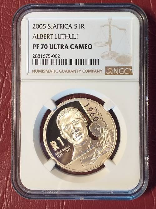 2005 RSA SILVER RAND - ALBERT LUTHULI - NGC GRADED PF 70 ULTRA CAMEO