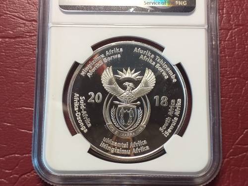 2018 RSA  STERLING SILVER 50 Rand - Nelson Mandela - The Statesman - NGC GRADED PF 68 ULTRA CAMEO