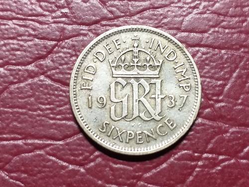 1937 BRITISH SILVER 6 Pence - George VI