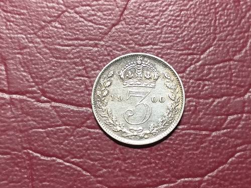 1900 BRITISH STERLING SILVER 3 Pence - Victoria