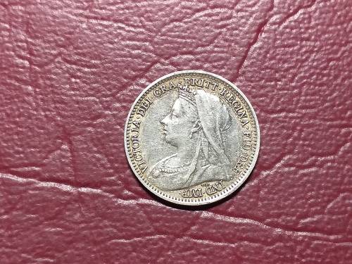 1900 BRITISH STERLING SILVER 3 Pence - Victoria