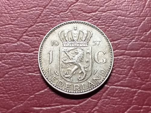 1957 NEDERLAND SILVER 1 Gulden - Juliana