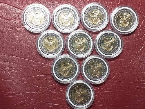 A LOT OF 10 x 2023 RSA R5 COINS - MINT STATE CAPSULED - [Bid per coin to take all.]