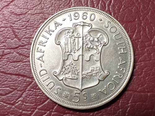 1960 SA UNION SILVER 5 SHILLINGS