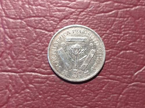 1938 SA UNION SILVER 3 PENCE