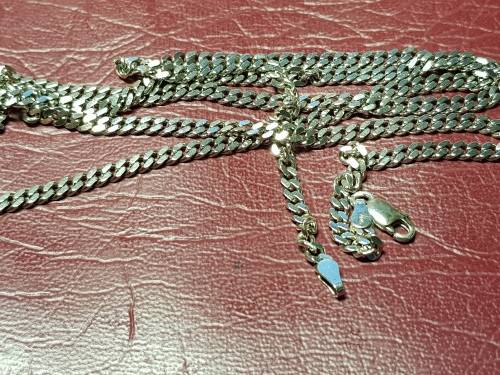 LOVELY LONG GENUINE SOLID STERLING SILVER NECKLACE WITH ITALIAN CLASP IN VERY GOOD CONDITION - [18g]