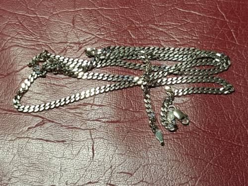 LOVELY LONG GENUINE SOLID STERLING SILVER NECKLACE WITH ITALIAN CLASP IN VERY GOOD CONDITION - [18g]