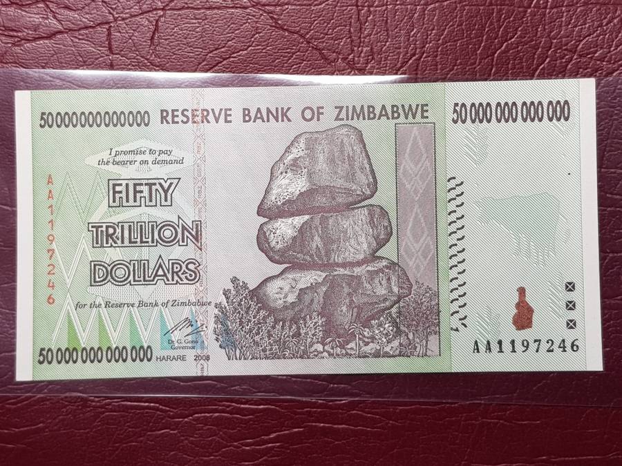 2008 ZIMBABWE 50 TRILLION DOLLAR NOTE - UNC