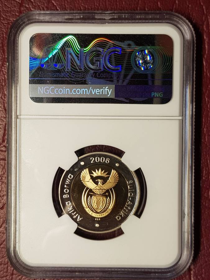 2008 RSA R5 - Mandela 90th Birthday `Rand` Mirrored - NGC Graded PF 69 Ultra Cameo