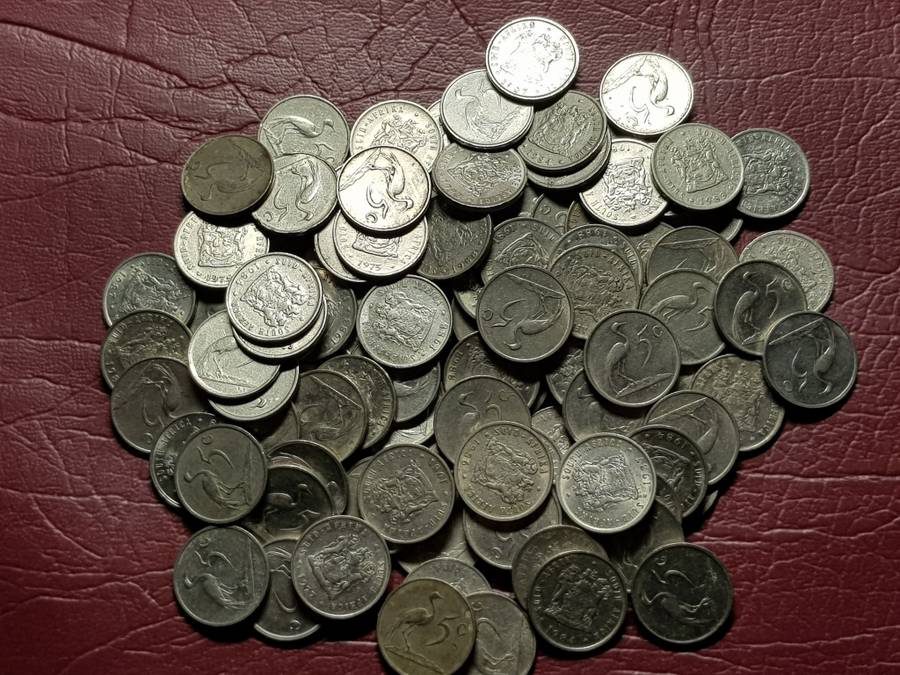 A Lot Of 100 RSA Nickel 5 Cent Coins - [Bid per coin to take all.]