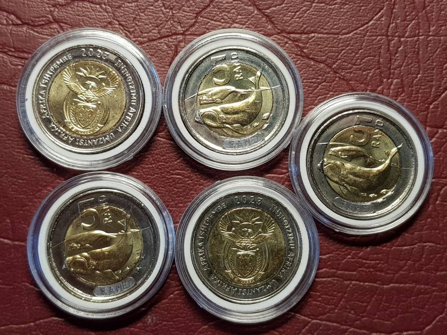 A LOT OF 5 x 2023 RSA R5 COINS - MINT STATE CAPSULED - [Bid per coin to take all]