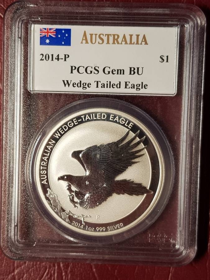 2014 Australia 1 Oz .999 Silver $1 - Wedge Tailed Eagle - PCGS Graded Gem BU