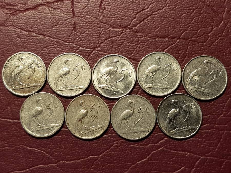 A Lot Of 9 RSA Nickel 5 Cents - Different Dates - [Bid per coin to take all]