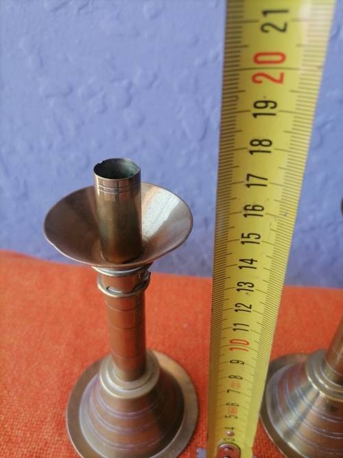 VINTAGE YELLOW COPPER CANDLE HOLDERS