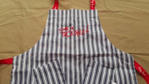 HAPPY APRONS!!! KIDDIES BLUE STRIPES "COOKING UP TROUBLE!" APRON!!!!