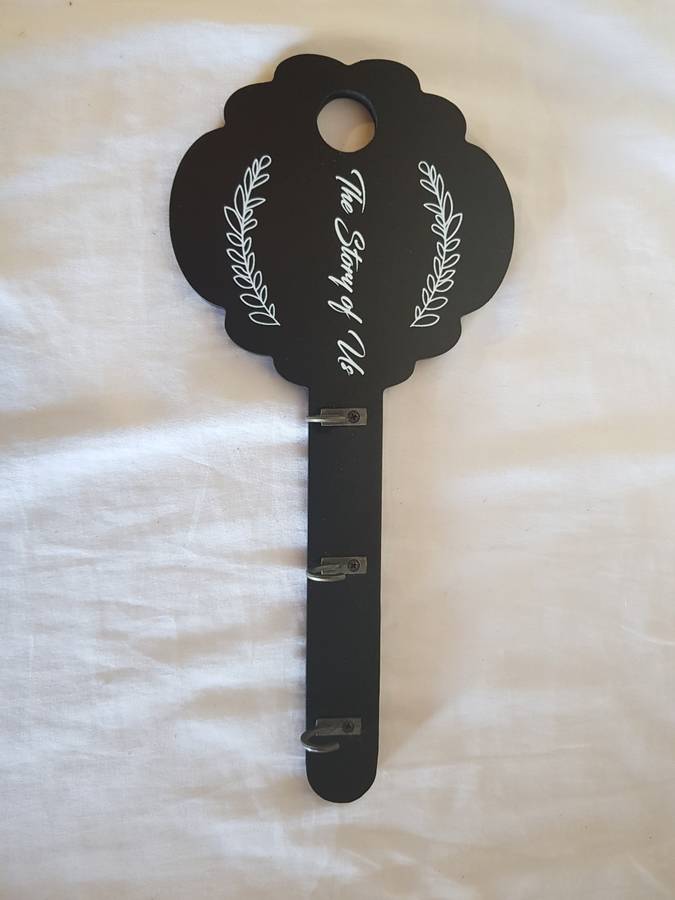 Black Wall Hanging Key Hook `The Story of Us`