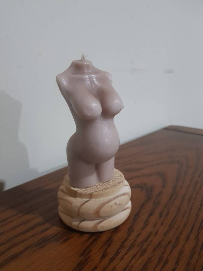 Pregnant Lady Beige Candle 10cm