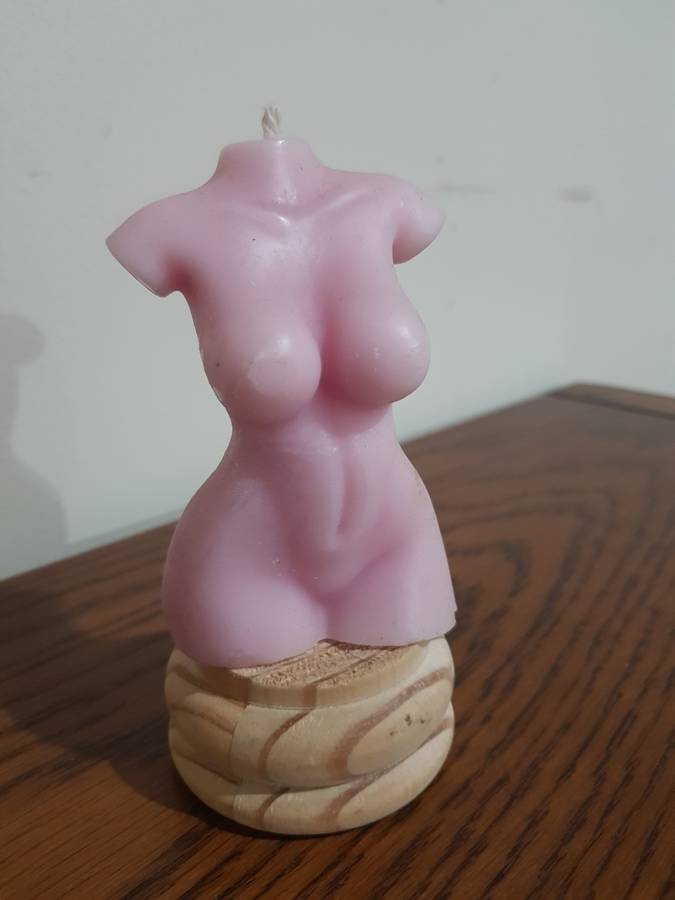 Pink lady figurine candle 9cm