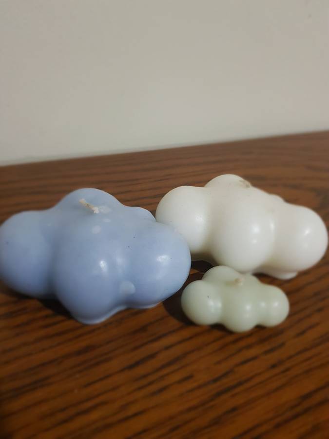 Set of 3 Cloud Candles - 2lrg 1 small