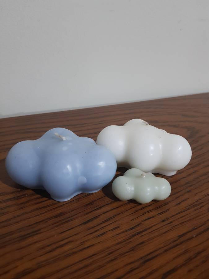 Set of 3 Cloud Candles - 2lrg 1 small