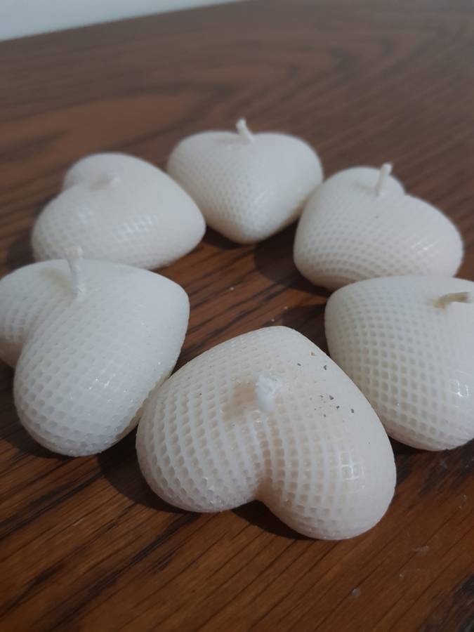 Collection of small White Heart Candles