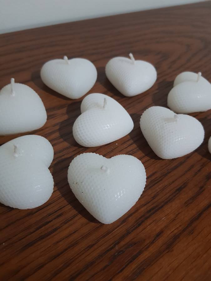 Collection of small White Heart Candles