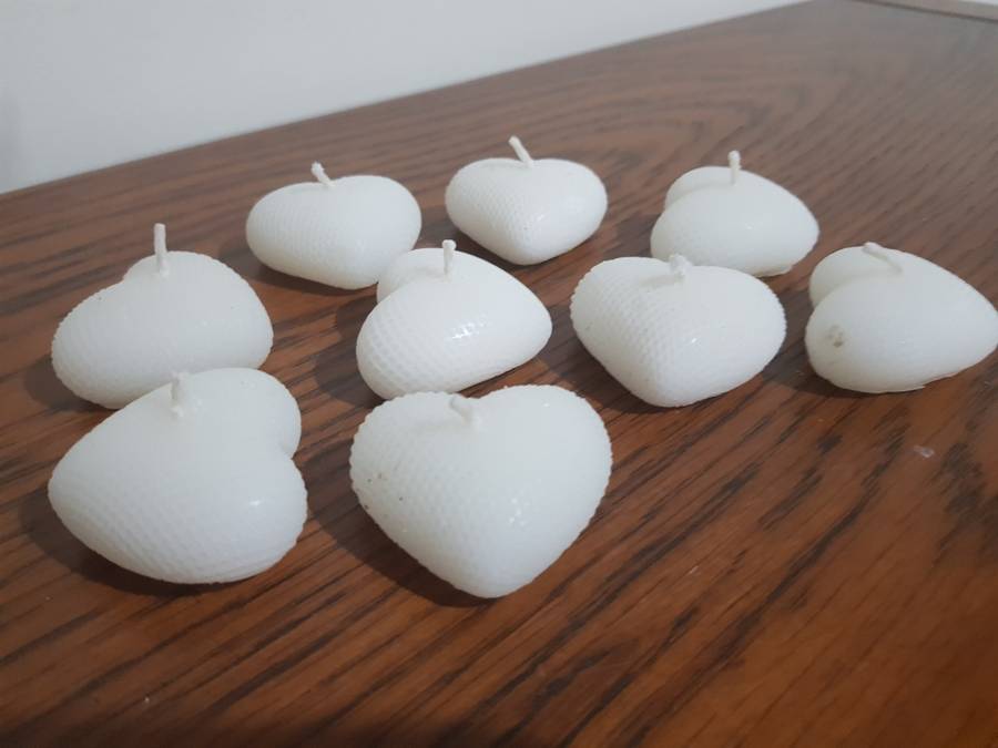 Collection of small White Heart Candles