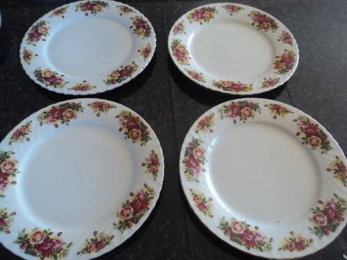 4X BEAUTIFUL ENGLISH ROSE ROYAL CHINA DINNER PLATES !!!!