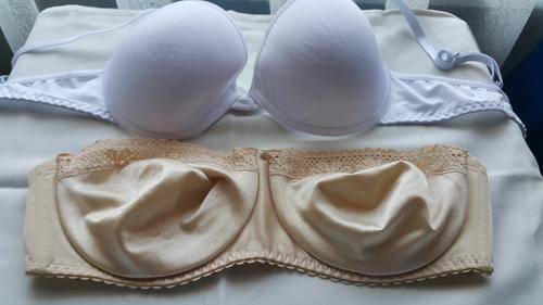 2 STUNNING BRA'S!!!! 1 WHITE PADDED AND 1 STRAPLESS BEIGE!!!! 36B