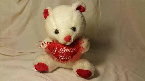 A BEAUTIFUL WHITE " I LOVE YOU " 20CM TEDDY!!!!!