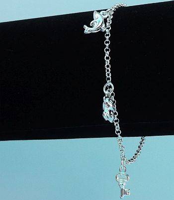 SOOO CUTE !!! GENUINE STERLING SILVER CHARM BRACELET - 18.5 CM !! FREE COMBINING !!!