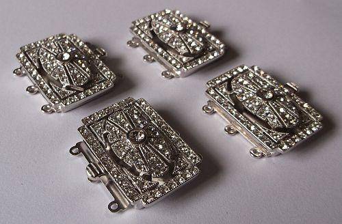 WOW !! TOP CLASS STERLING SILVER CLASPS SET WITH FACETED CZ STONES !!! MAKE A DREAM .....