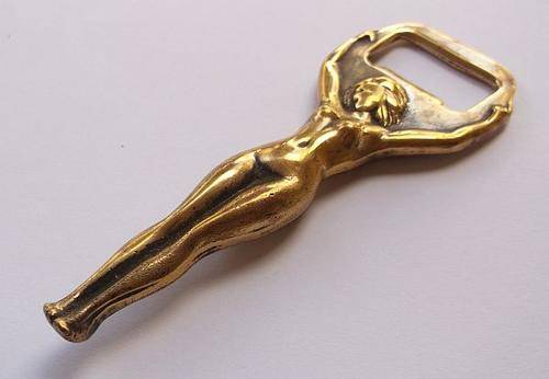 AN AWESOME 1950`S ""EROTICA"" SOLID BRASS NUDE LADY BOTTLE OPENER ....GREAT CONVERSATION PIECE ..!!!