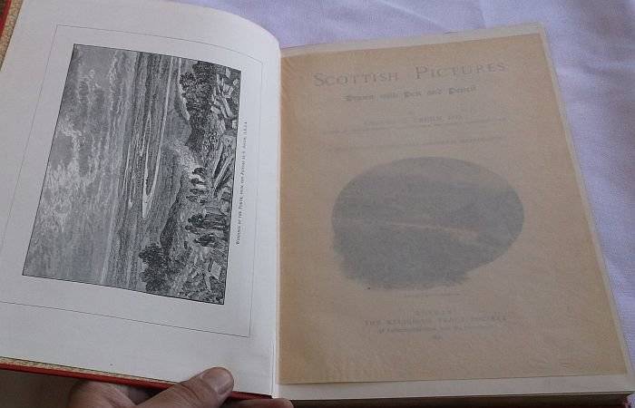 ANTIQUE BOOK !!! SCOTTISH PICTURES - DRAWN WITH PEN & PENCIL ....1891 ....HARD COVER !!! RARE !!!