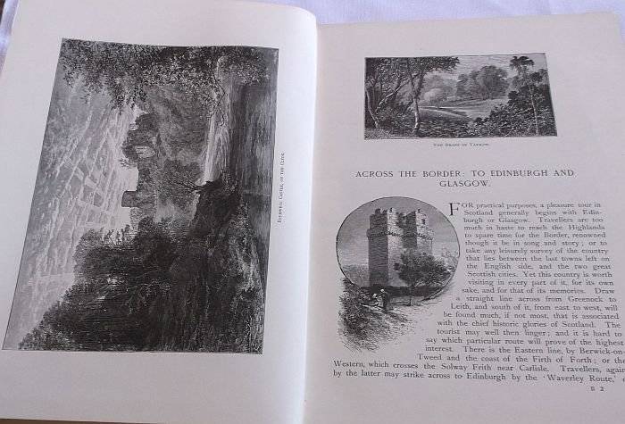 ANTIQUE BOOK !!! SCOTTISH PICTURES - DRAWN WITH PEN & PENCIL ....1891 ....HARD COVER !!! RARE !!!