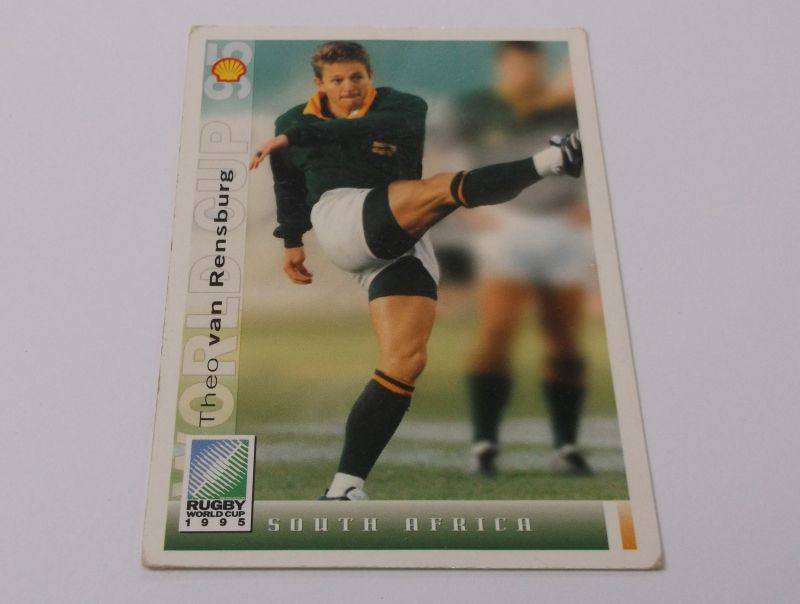 1995 RUGBY WORLD CUP TRADING CARD - SOUTH AFRICA - THEO VAN RENSBURG