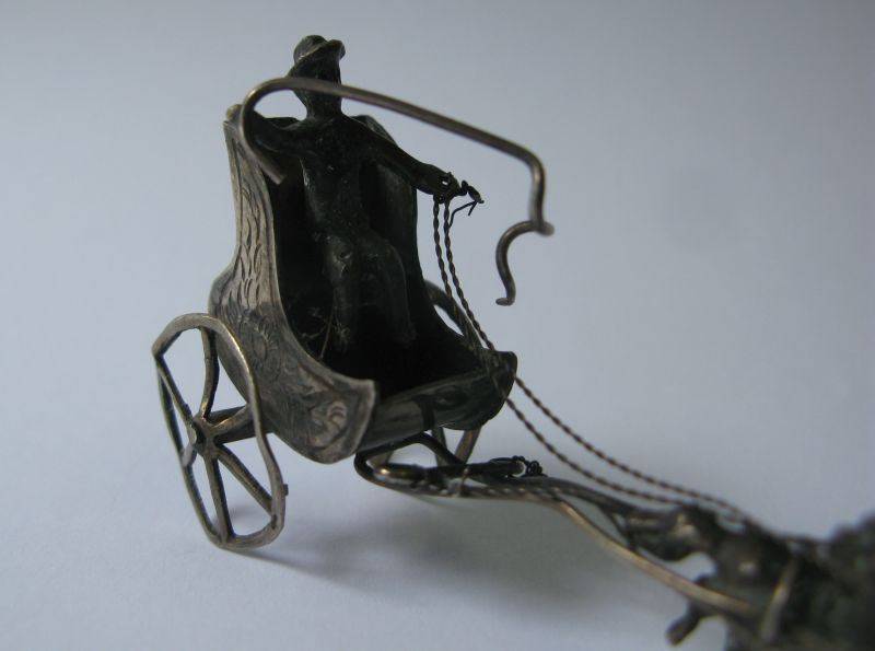 A RARE MINIATURE HORSE AND CART MADE OF SOLID DUTCH SILVER STAMPED WITH MAKERS MARKS !!! COOL !!!