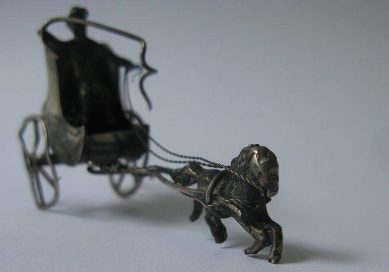 A RARE MINIATURE HORSE AND CART MADE OF SOLID DUTCH SILVER STAMPED WITH MAKERS MARKS !!! COOL !!!