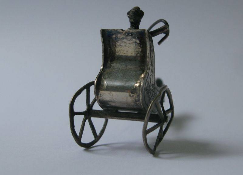 A RARE MINIATURE HORSE AND CART MADE OF SOLID DUTCH SILVER STAMPED WITH MAKERS MARKS !!! COOL !!!