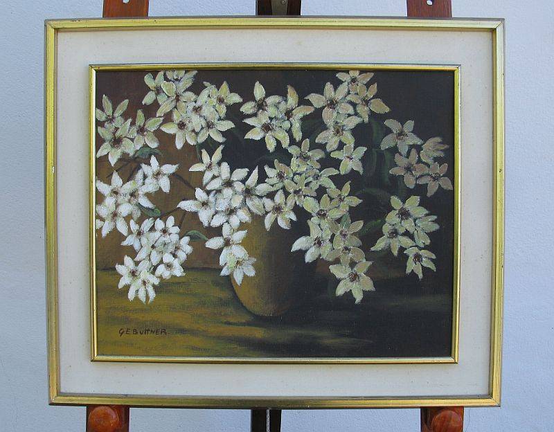 AN EYE CATCHING ORIGINAL OIL ON BOARD DEPICTING A FLORAL ARRANGEMENT BY G.E BUTTNER...AWESOME !!