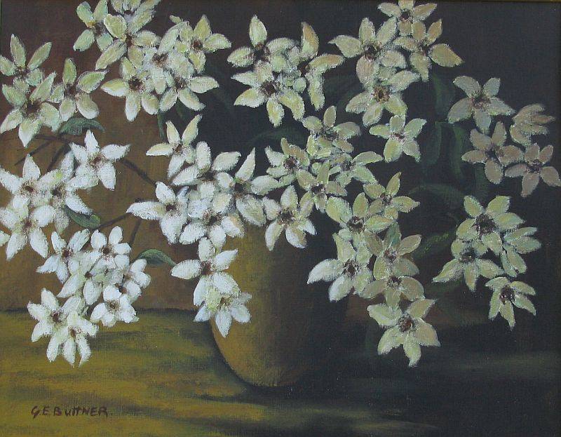 AN EYE CATCHING ORIGINAL OIL ON BOARD DEPICTING A FLORAL ARRANGEMENT BY G.E BUTTNER...AWESOME !!