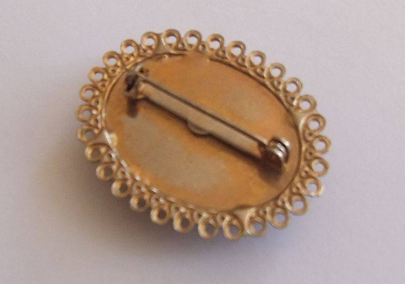 VINTAGE BROOCH - GOLD TONE - TIGERS EYE