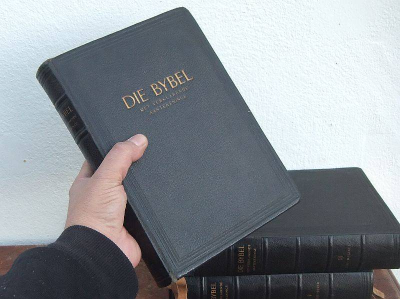 AN IMPRESSIVE 3 VOLUME SET OF THE BIBLE IN AFRIKAANS PRINTED IN THE NETHERLANDS DURING THE LATE 50`S