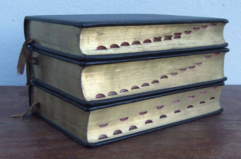 AN IMPRESSIVE 3 VOLUME SET OF THE BIBLE IN AFRIKAANS PRINTED IN THE NETHERLANDS DURING THE LATE 50`S