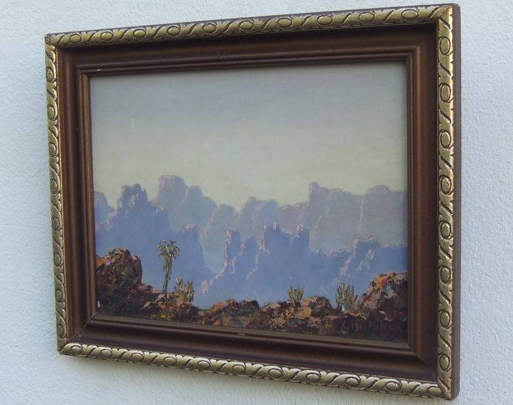 WOW !! A STUNNING ORIGINAL OIL ON BOARD OF A MOUNTAINOUS LANDSCAPE SIGNED K MACMILLAN