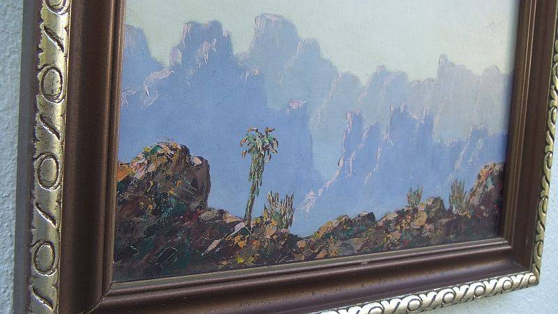 WOW !! A STUNNING ORIGINAL OIL ON BOARD OF A MOUNTAINOUS LANDSCAPE SIGNED K MACMILLAN