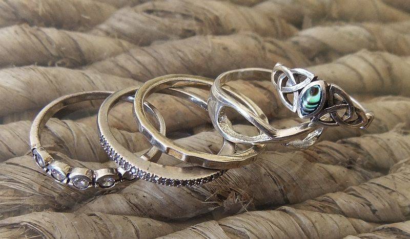 5 SOLID STERLING SILVER RINGS TO ADD TO YOUR COLLECTION ...FOR STACKING OR SINGLES...BID FOR ALL !!