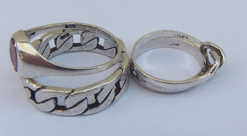 GREAT DEAL !! FOUR DIFFERENT SOLID STERLING SILVER RINGS !! BID FOR THE LOT !! WOW !!