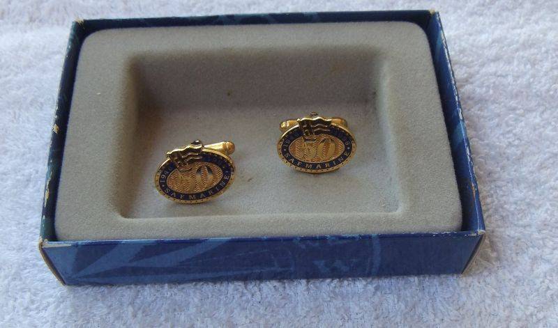 A PAIR OF VINTAGE CUFFLINKS MADE FOR SAFMARINE 50 YEAR ANNIVERSARY